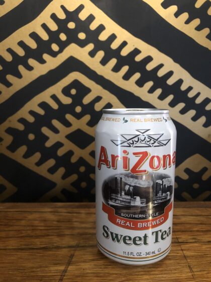 white can of sweet tea